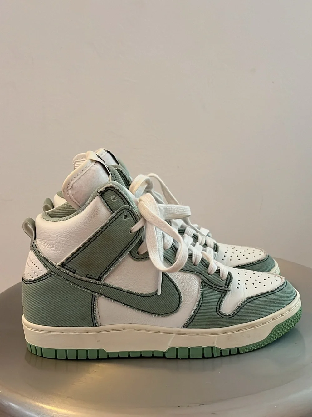 Nike Dunk High 1985 Enamel Green Denim Women’s Size 5